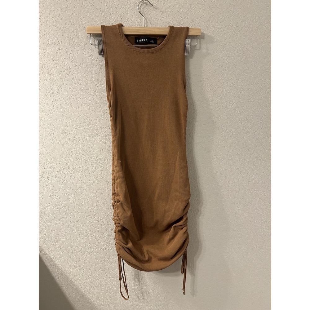 Lioness Women Bodycon Brown Dress Sleeveless Round Neck‎ Knee Length Size S
